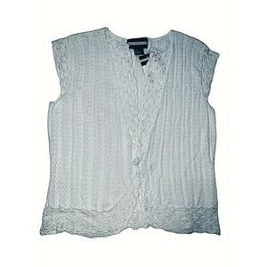 Large Requirements Crocheted Vest Cotton Square Dance White Rockabilly Retro NWT